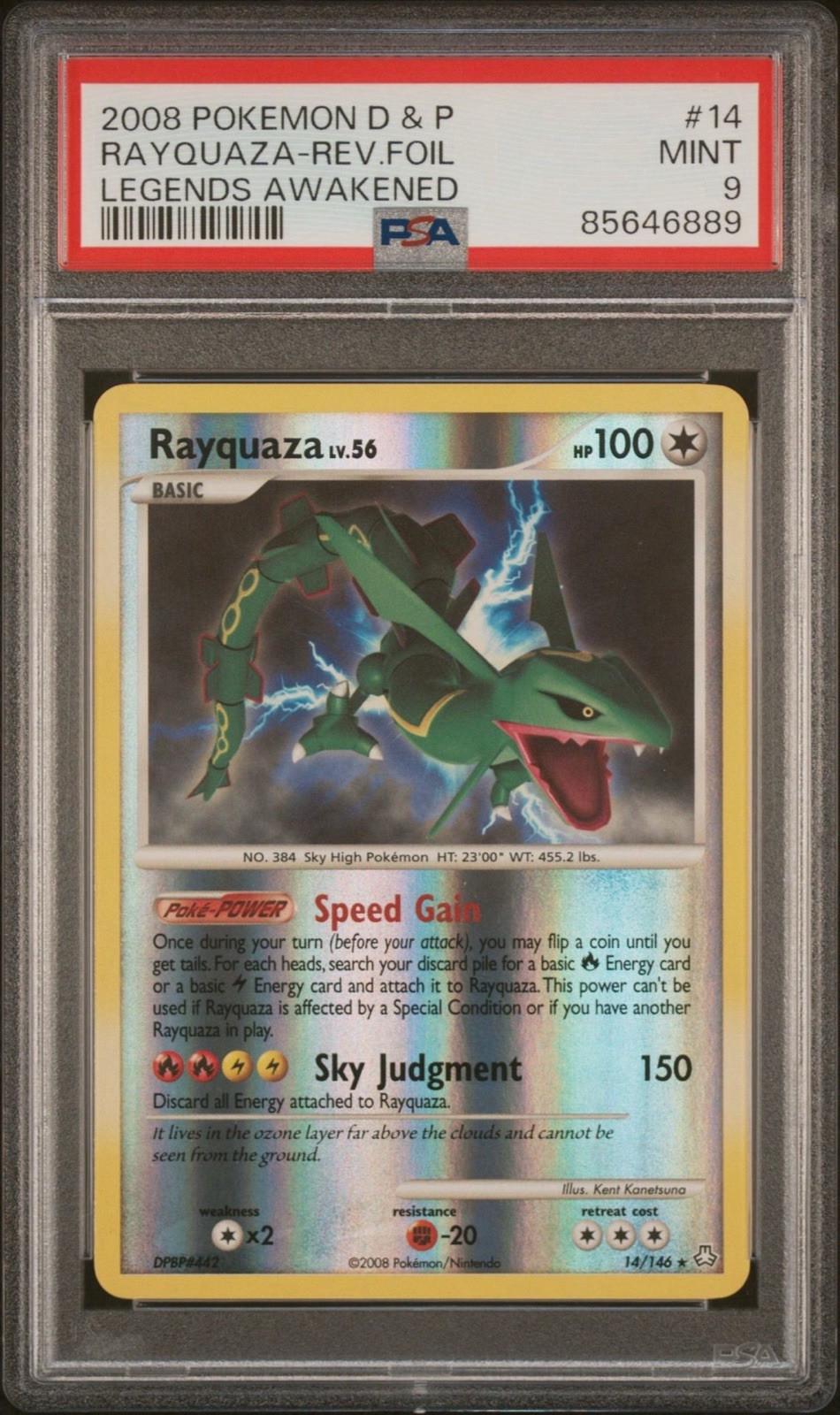 2008 Pokemon D&P Legends Awakened Rayquaza Reverse Holo 14/146 PSA 9 2008 Pokemon D&P Legends Awakened Rayquaza Reverse Holo 14/146 PSA 9