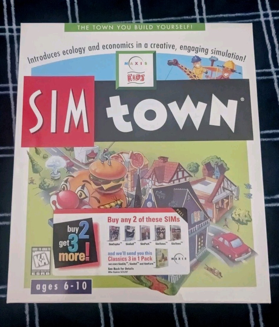 Sim Town 1995 Maxis Kids PC Game for Macintosh SEALED BRAND NEW RARE Sims MINT Sim Town 1995 Maxis Kids PC Game for Macintosh SEALED BRAND NEW RARE Sims MINT