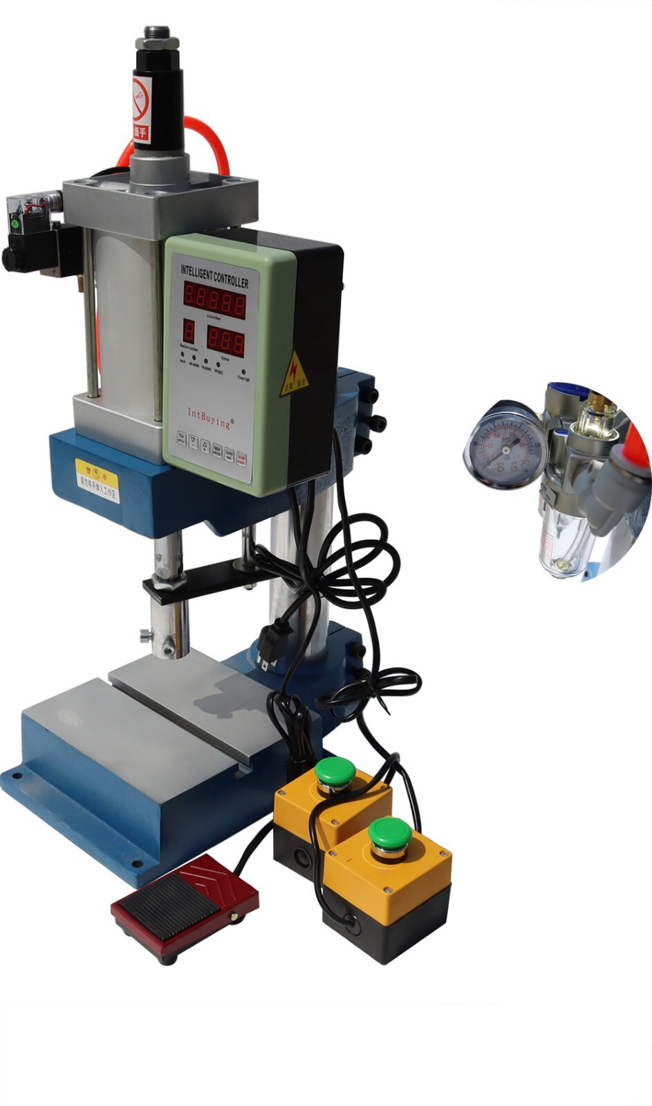 110V 1100Lb Pneumatic Punch Machine w/Display Controller Air Pressure Adjustable