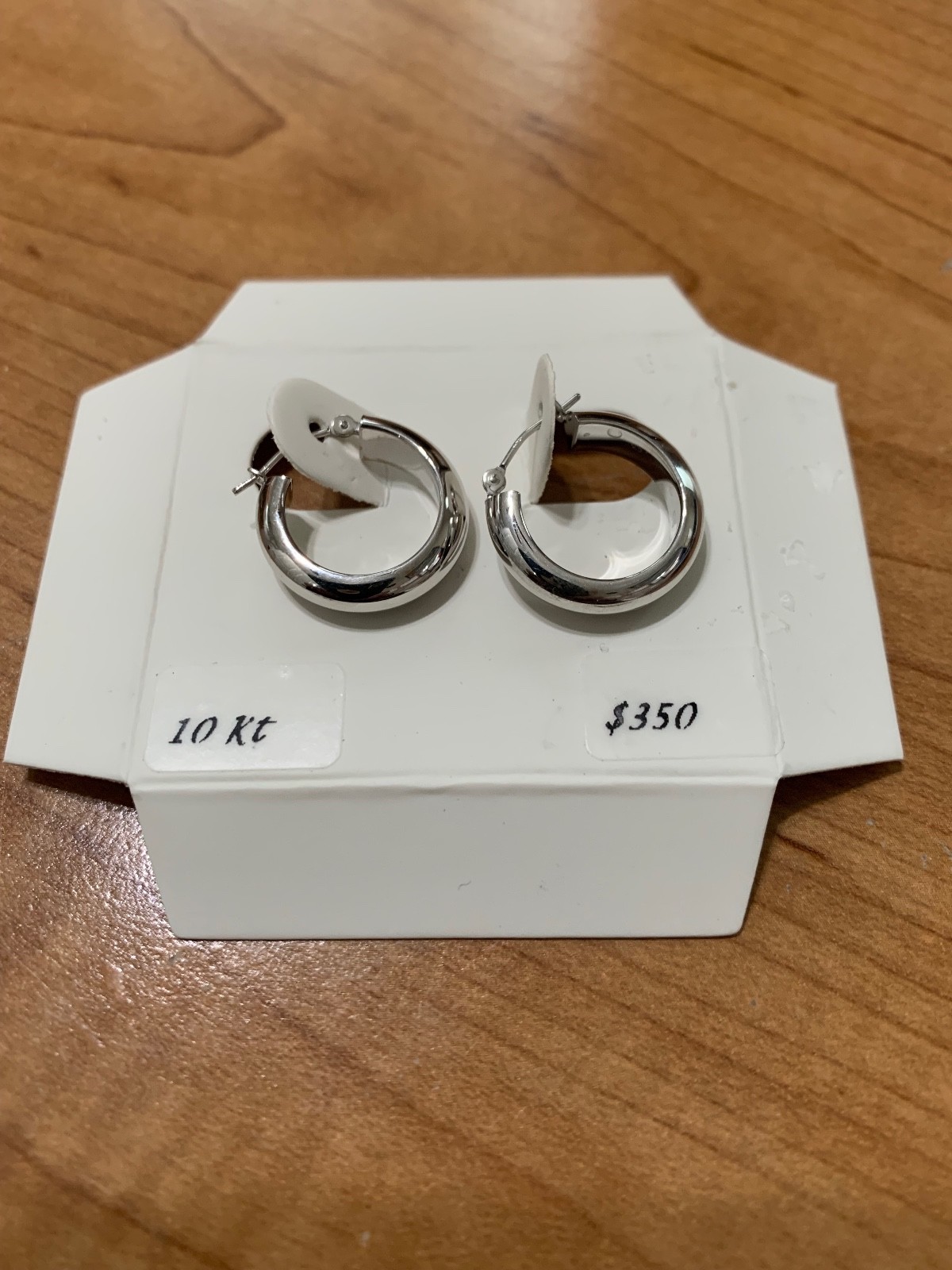 Macy\'s Polished Tube Hoop Earrings in White Gold
