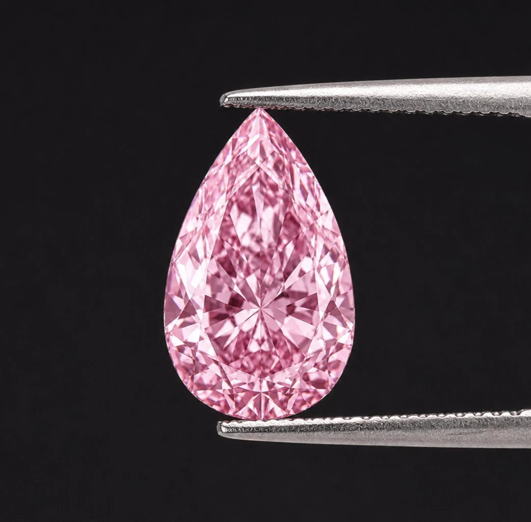 3 Ct Fancy Pink Pear Cut VVS1 Diamond 8x12 MM Premium Quality Loose Gemstone