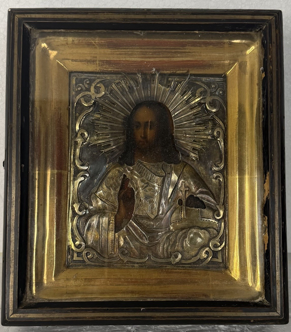 RARE Antique OLD Metal ICON Orthodox Christianity Religion Kiot Jesus Paint RARE Antique OLD Metal ICON Orthodox Christianity Religion Kiot Jesus Paint