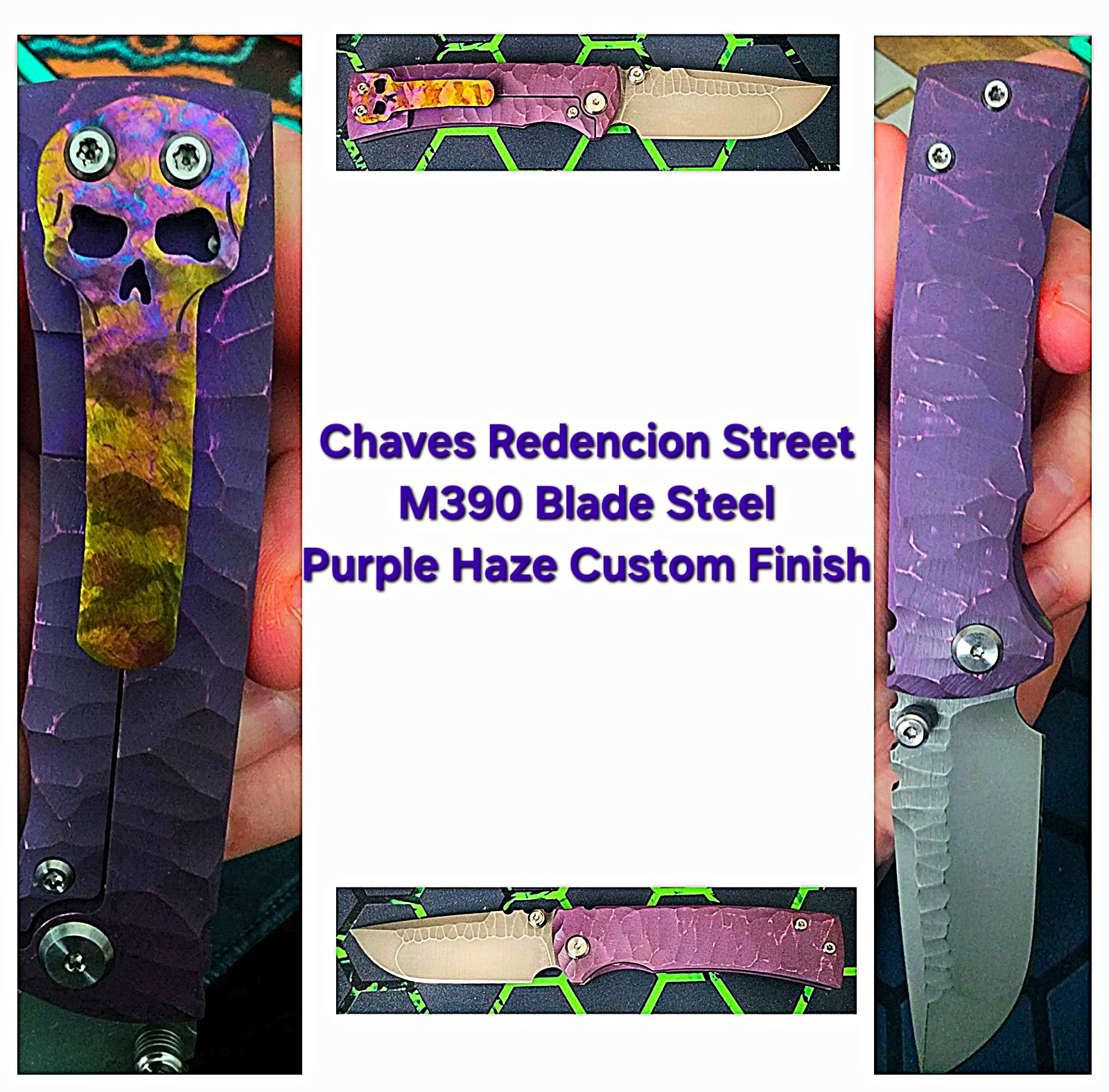 Chaves Custom Redencion Street M390 Drop Point Plain Edge Titanium Handle Purple