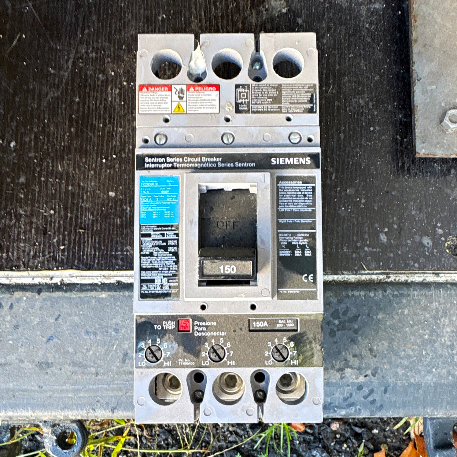 Siemens Sentron FXD63B150 150A 3-Pole 600V Thermal Circuit Breaker