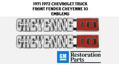 1971 1972 CHEVROLET TRUCK FRONT FENDER CHEYENNE 10 EMBLEMS GM 3998216