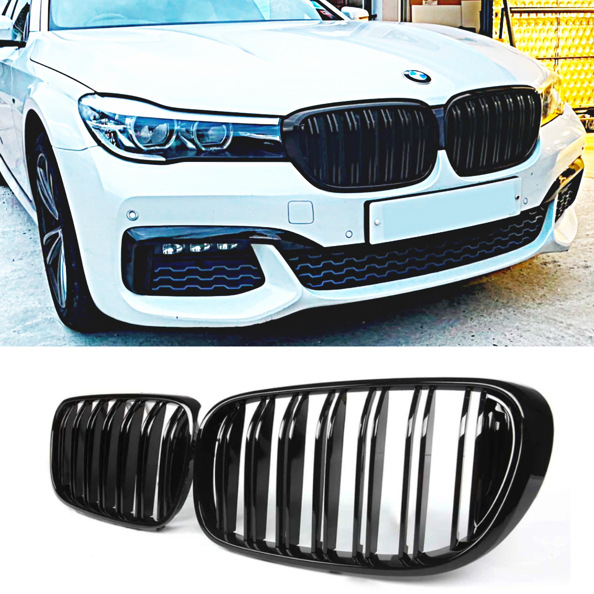 Fit 2016-2019 BMW G11 G12 7-Series Front Bumper Grill Diamond Gloss Black Grille Fit 2016-2019 BMW G11 G12 7-Series Front Bumper Grill Diamond Gloss Black Grille