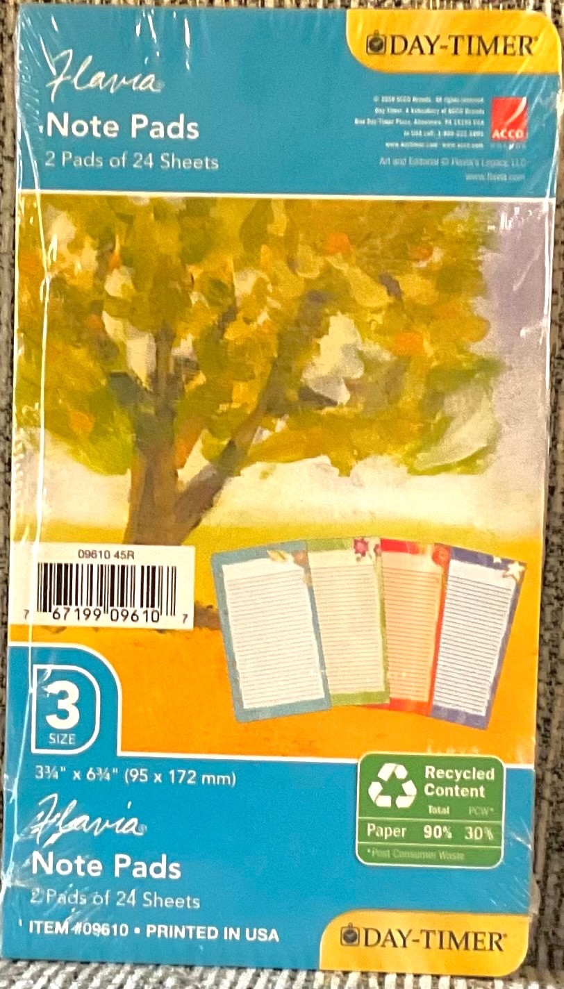 NEW Day-Timer Flavia NOTE PADS 6 Ring Size 3  2 Pad of 24 Sheets Planner #12