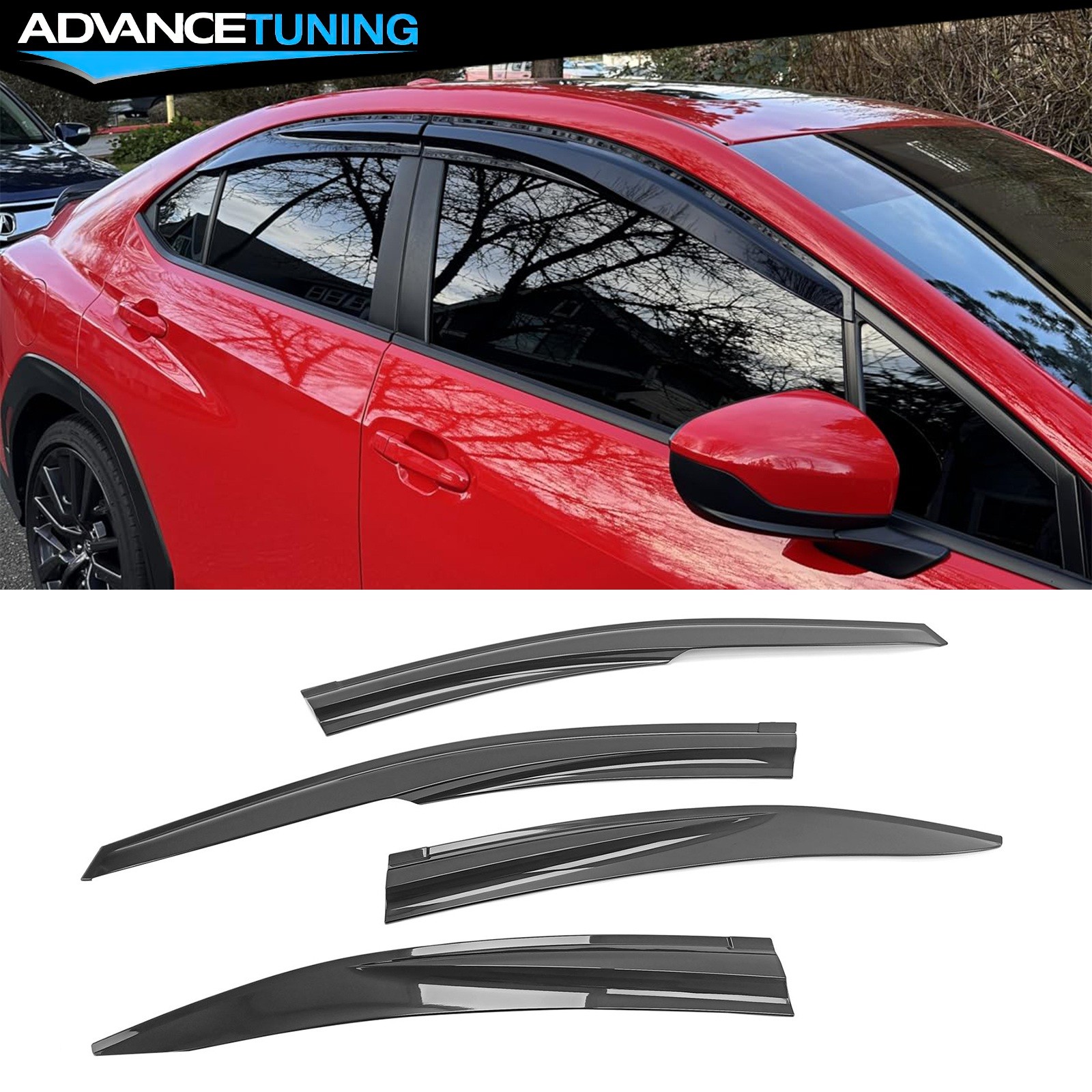 For 22-26 Subaru WRX 5th Mugen Style Window Visors Rain Wind Guards Side Shield