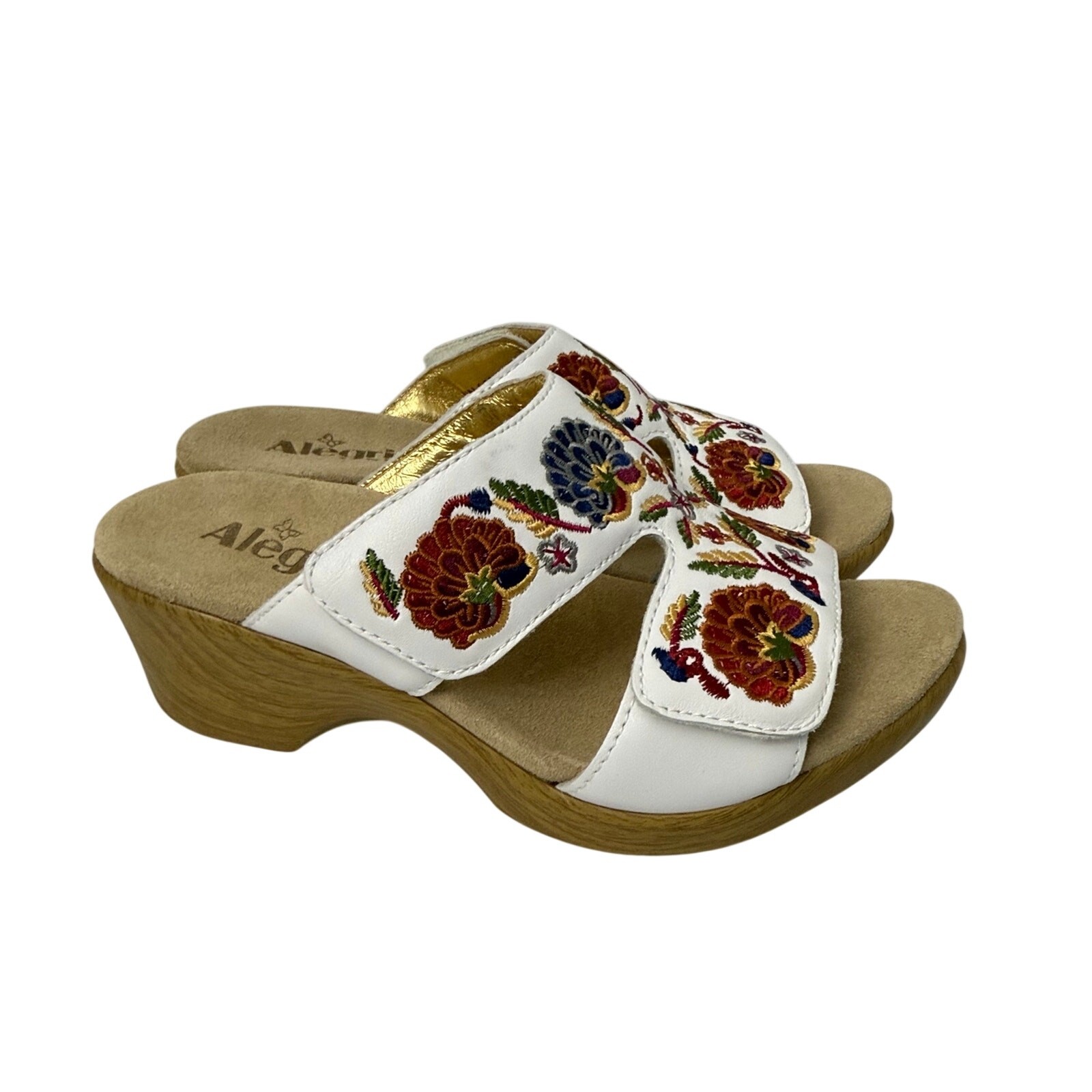 Alegria Linn Sandals Womens Size 7 Wedge Needles And Pins White Embroidered 37 Alegria Linn Sandals Womens Size 7 Wedge Needles And Pins White Embroidered 37