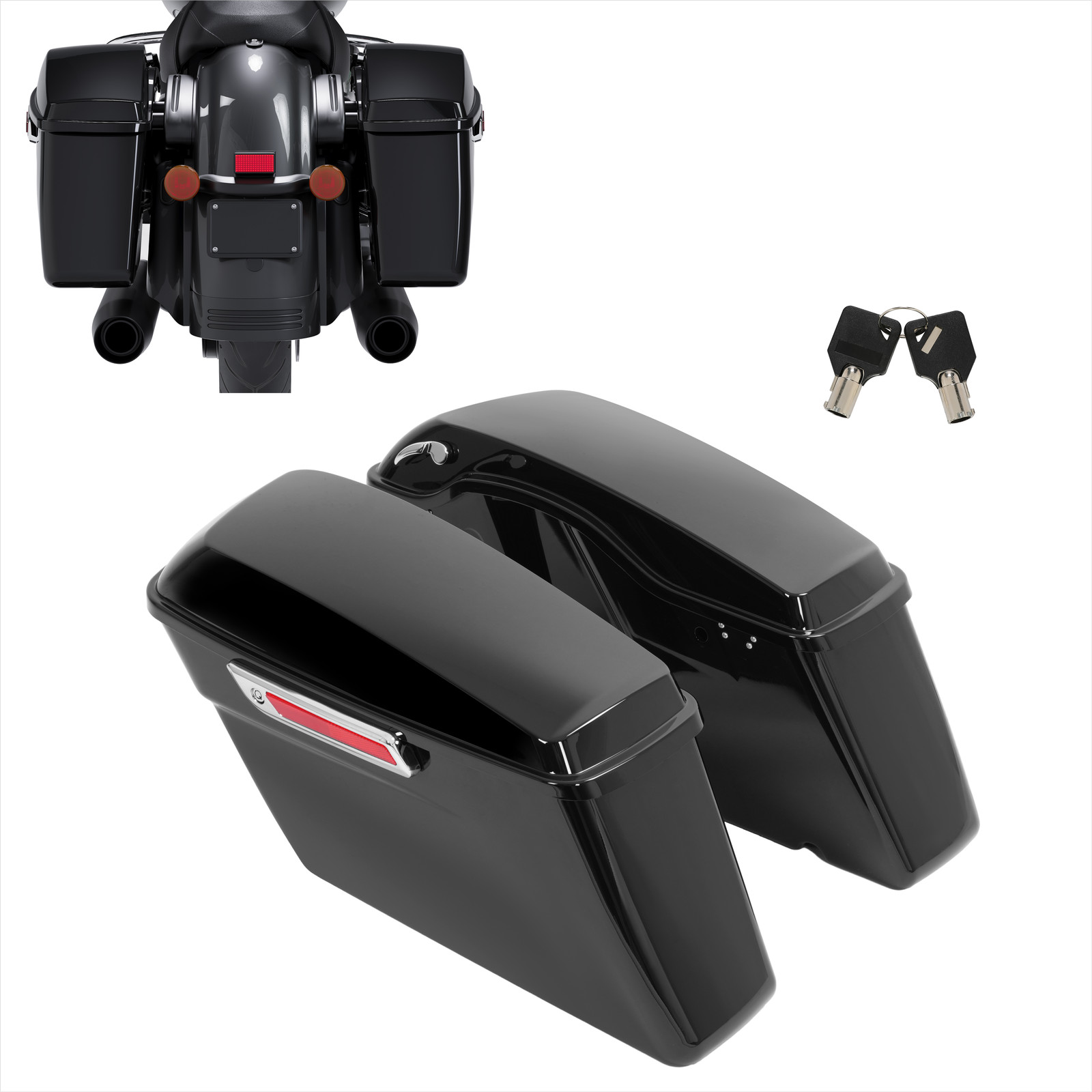 Vivid Black Saddle Bags Saddlebag For Harley Touring Street Road Glide 2014-2024 Vivid Black Saddle Bags Saddlebag For Harley Touring Street Road Glide 2014-2024