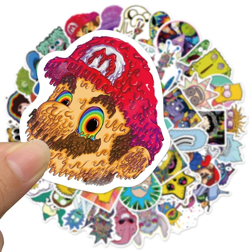 50pcs PSYCHEDELIC Graffiti Sticker Set-Laptop Car Phone Skateboard Waterbottle