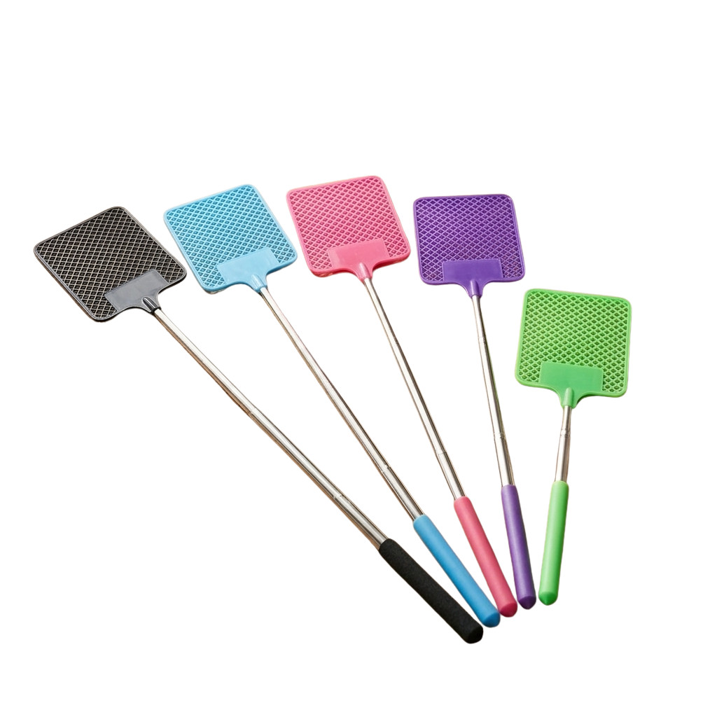 5Pcs Assorted Color Plastic Fly Swatter Set, Extendable for Home Office Use
