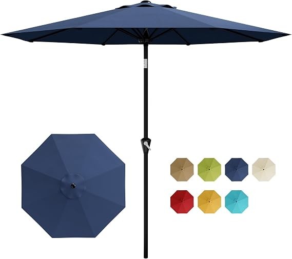 10FT Outdoor Patio Umbrella with Crank Lift & Push Button Tilt 8 Sturdy Ribs 10FT Outdoor Patio Umbrella with Crank Lift & Push Button Tilt 8 Sturdy Ribs