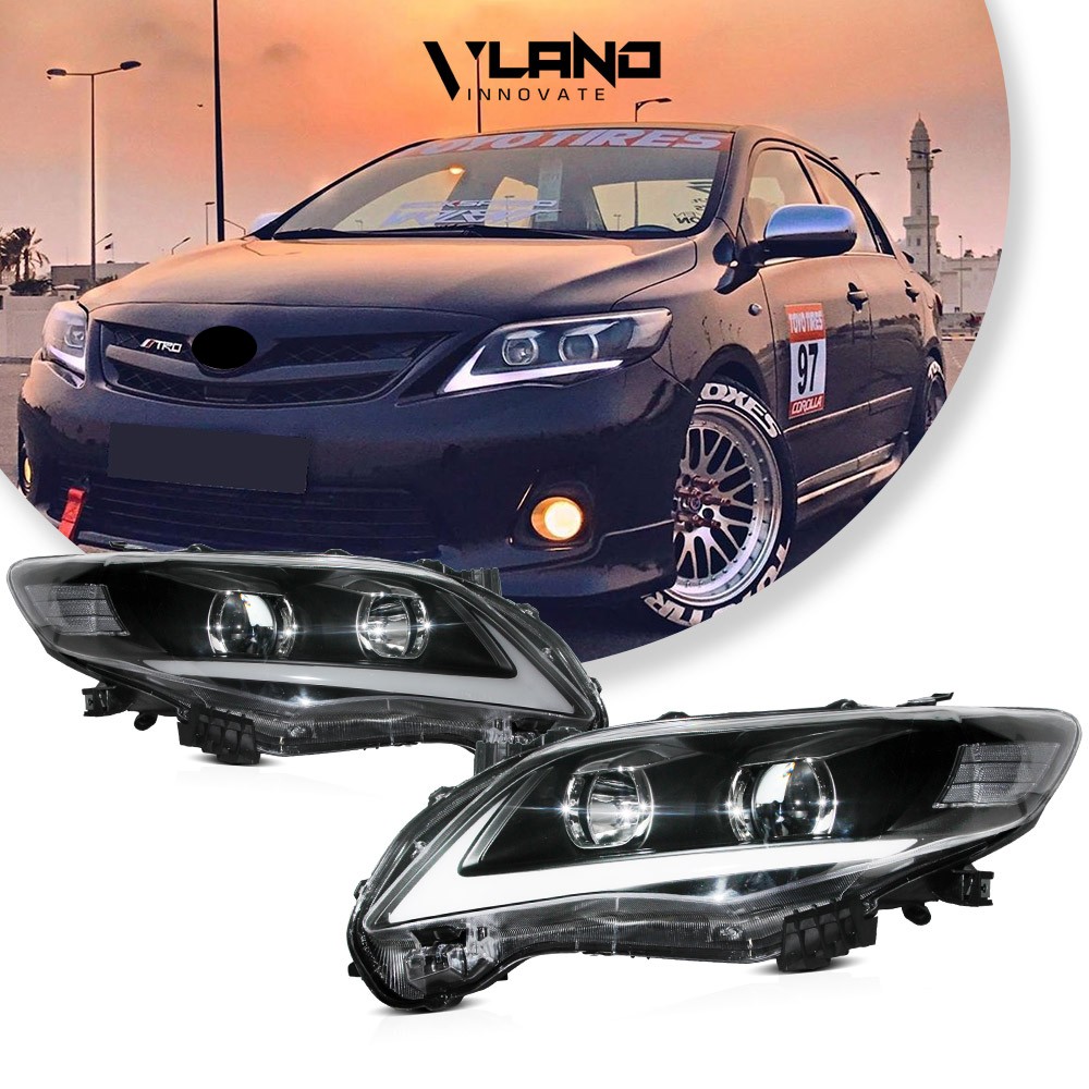Set 2* VLAND For 2011-2013 Toyota Corolla Sedan LED DRL Headlights Front Lamps