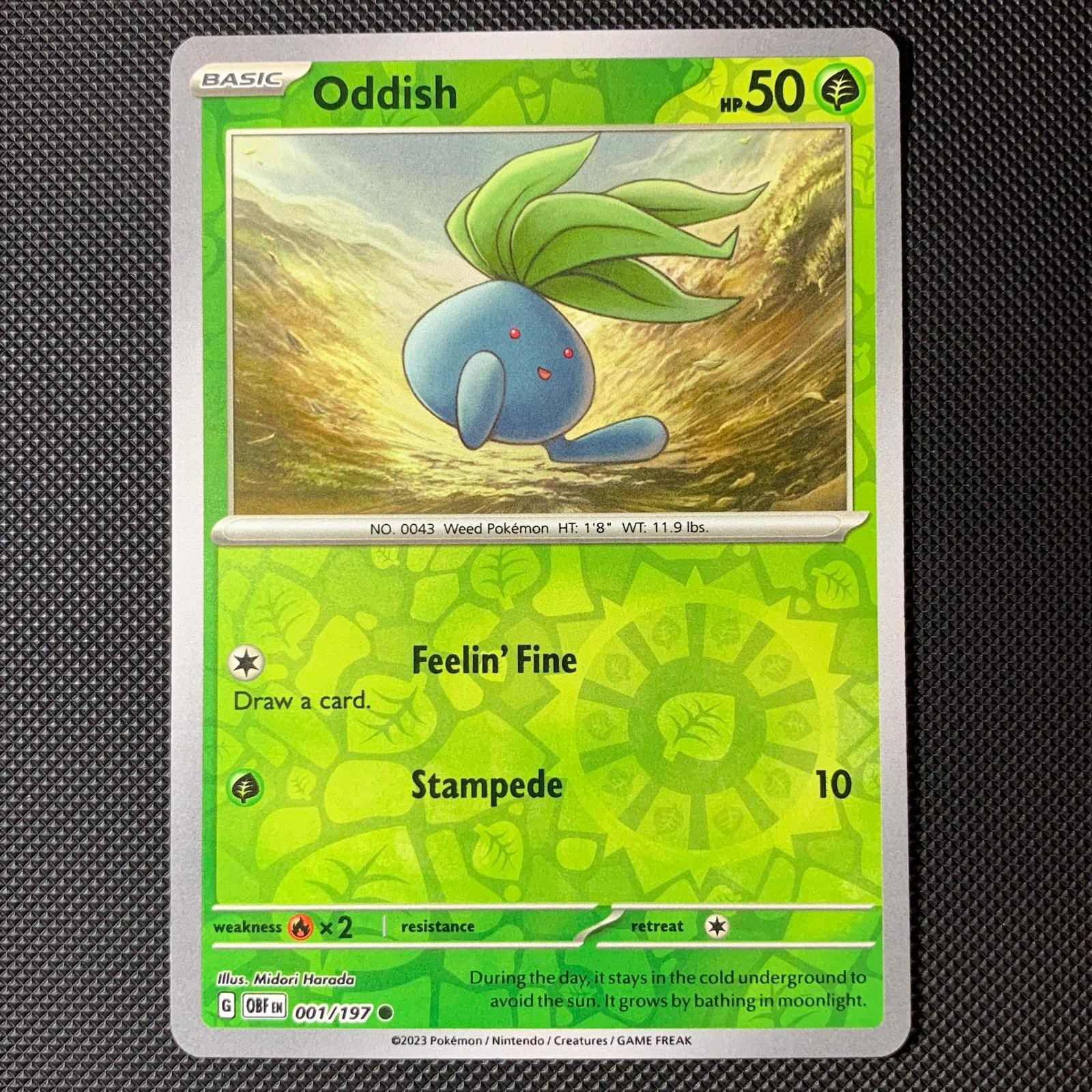 Oddish 001/197 Common Obsidian Flames Pokemon Reverse Holo Near Mint