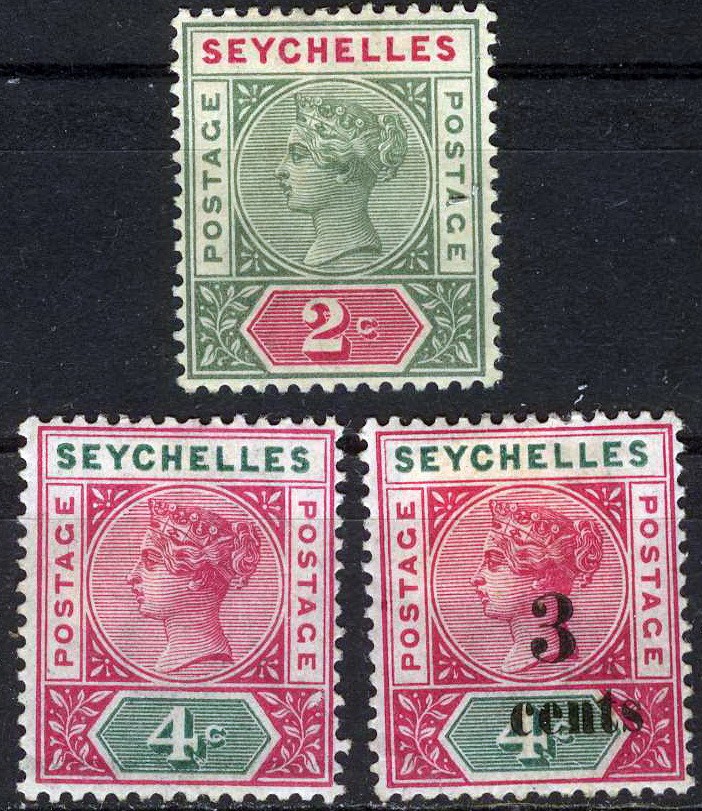 Seychelles  1890 Queen Victoria MH (SC# 1, 4, 22)