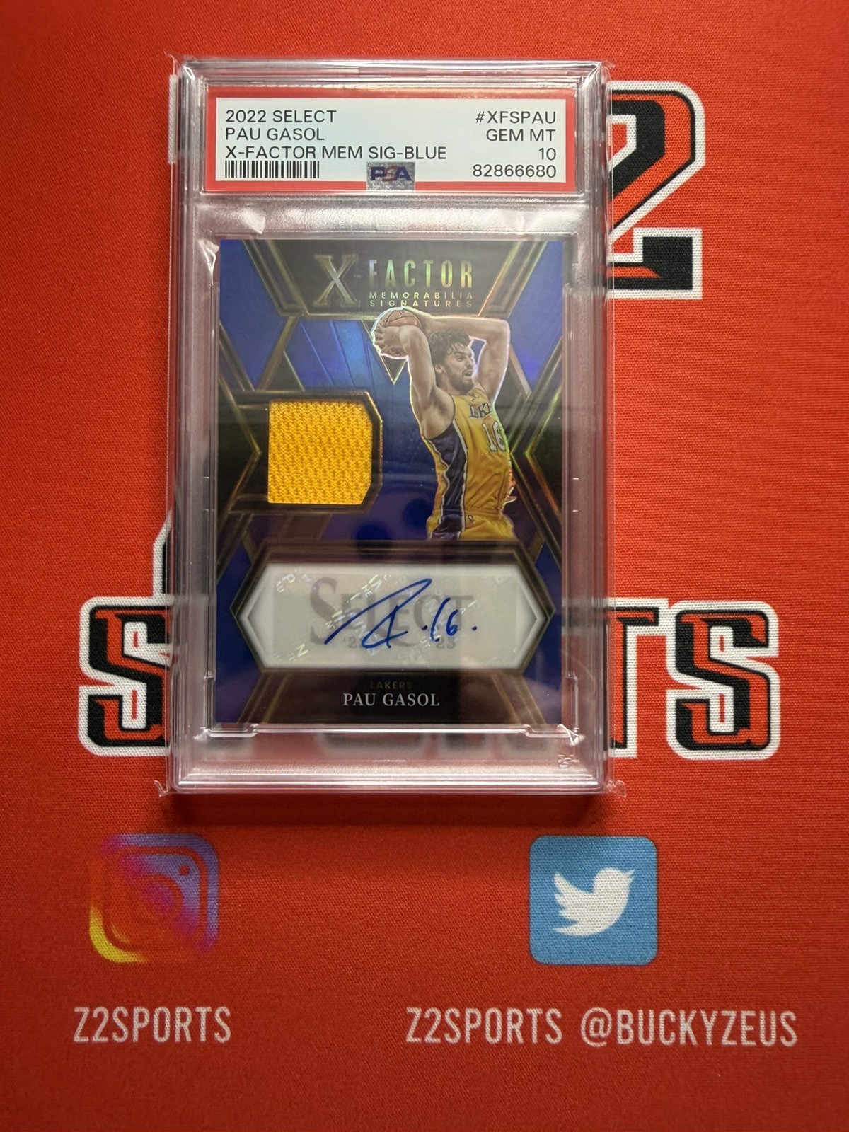2022 Select X-Factor Pau Gasol Game Worn Patch Auto Blue /49 PSA 10 Pop 2 2022 Select X-Factor Pau Gasol Game Worn Patch Auto Blue /49 PSA 10 Pop 2