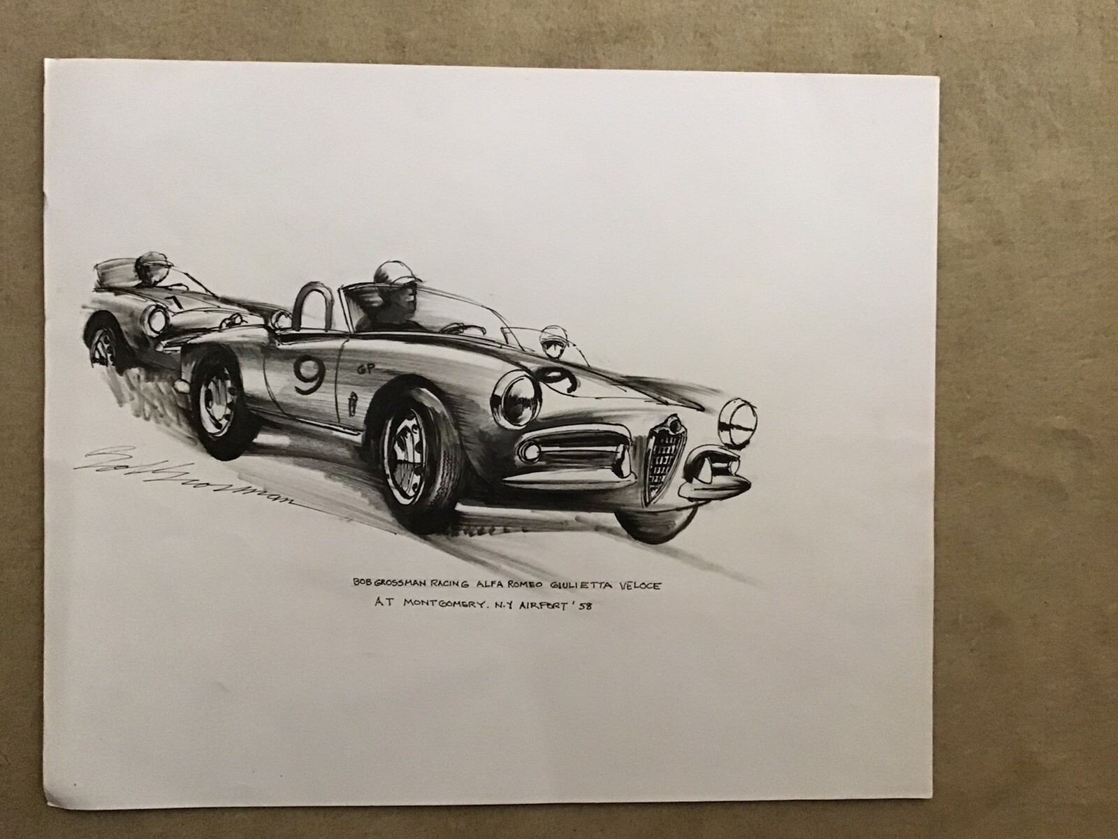 AUTOMOBILIA/Alfa Romeo Giulietta Veloce ORIGINAL DRAWING/BOB GROSSMAN/SIGNED AUTOMOBILIA/Alfa Romeo Giulietta Veloce ORIGINAL DRAWING/BOB GROSSMAN/SIGNED