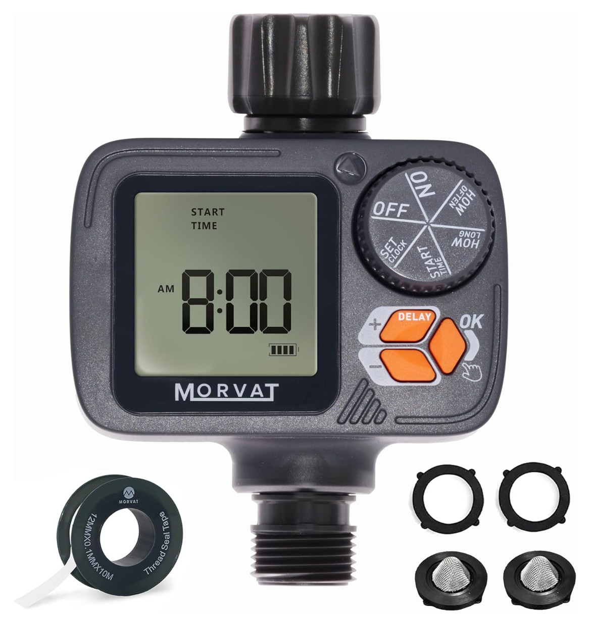 Automatic Garden Hose Water Timer Sprinkler w/ Rain Delay – Morvat Automatic Garden Hose Water Timer Sprinkler w/ Rain Delay – Morvat