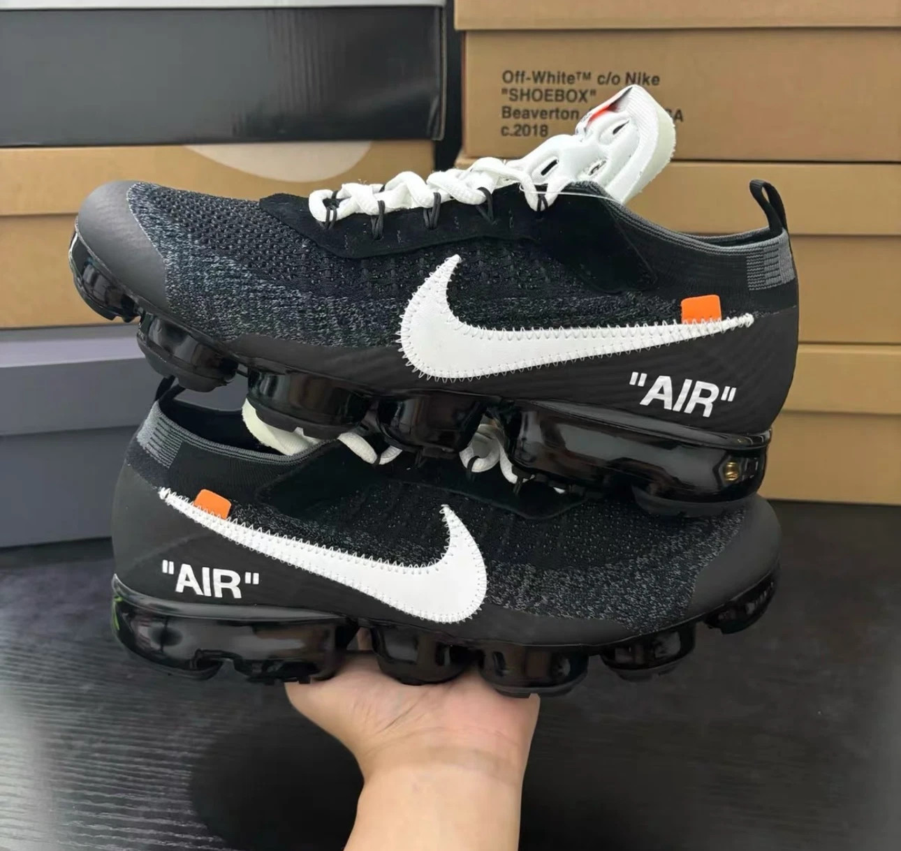 Men's Shoes Nike OFF-WHITE Air Vapormax Flyknit 2 Black Shoes AA3831-001