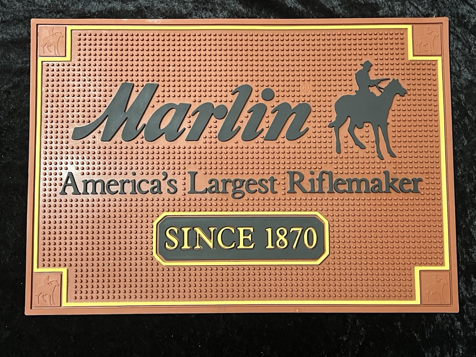 RARE Vintage Marlin Firearms Rubber Bar Mat America’s Largest Riflemaker 1980