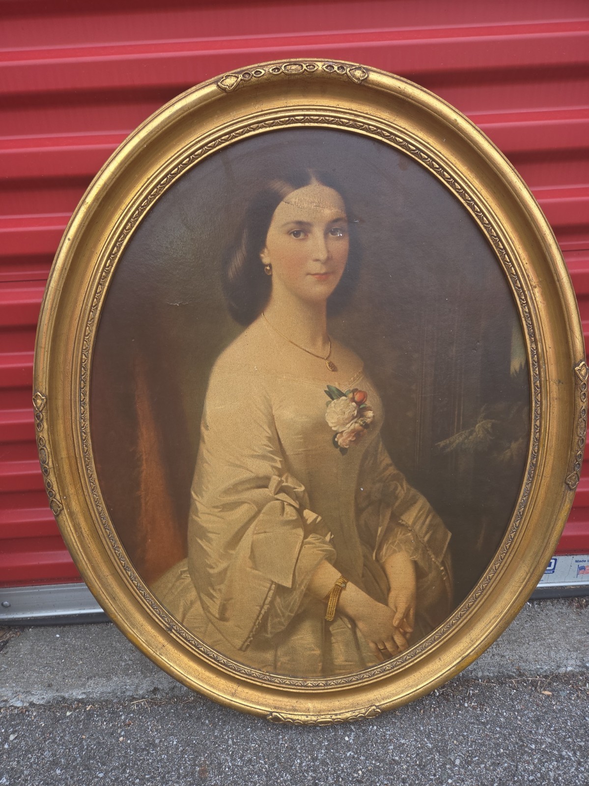 RARE Vintage Antique 1800s Gold Frame Southern Belle  Wall Art * Read