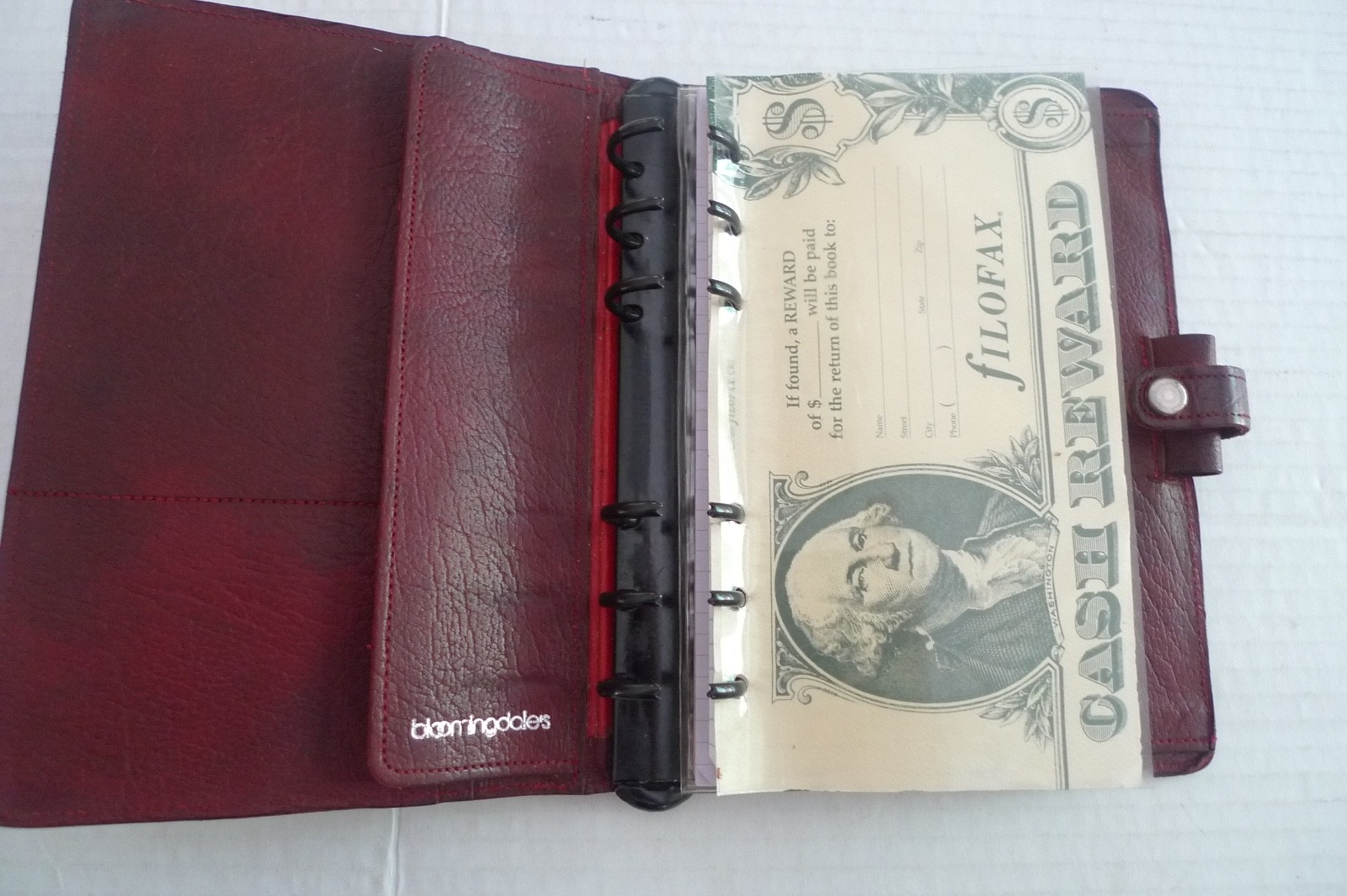FILOFAX - FOR BLOOMINGDALE'S -  LEATHER PLANNER &  INSERTS -MADE @ UK - VINTAGE