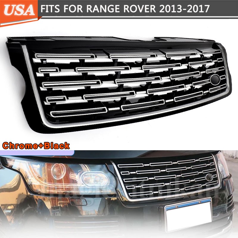 For 13-17 Range Rover Sport 2023 Style Front Upper Grille Chrome Black Grill USA