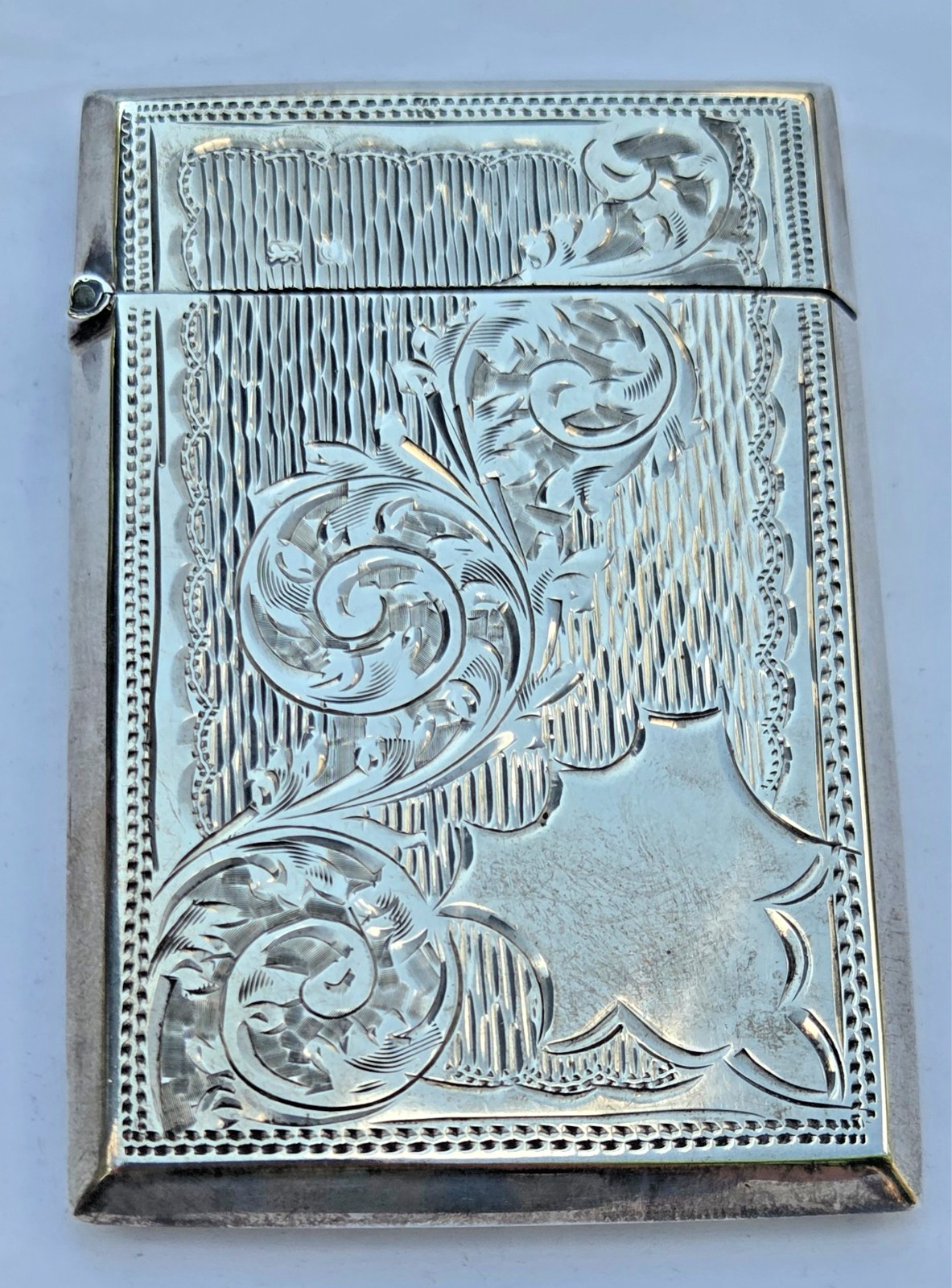 Edwardian 1902 Sterling Silver Calling Card Case Engraved Birmingham 46g