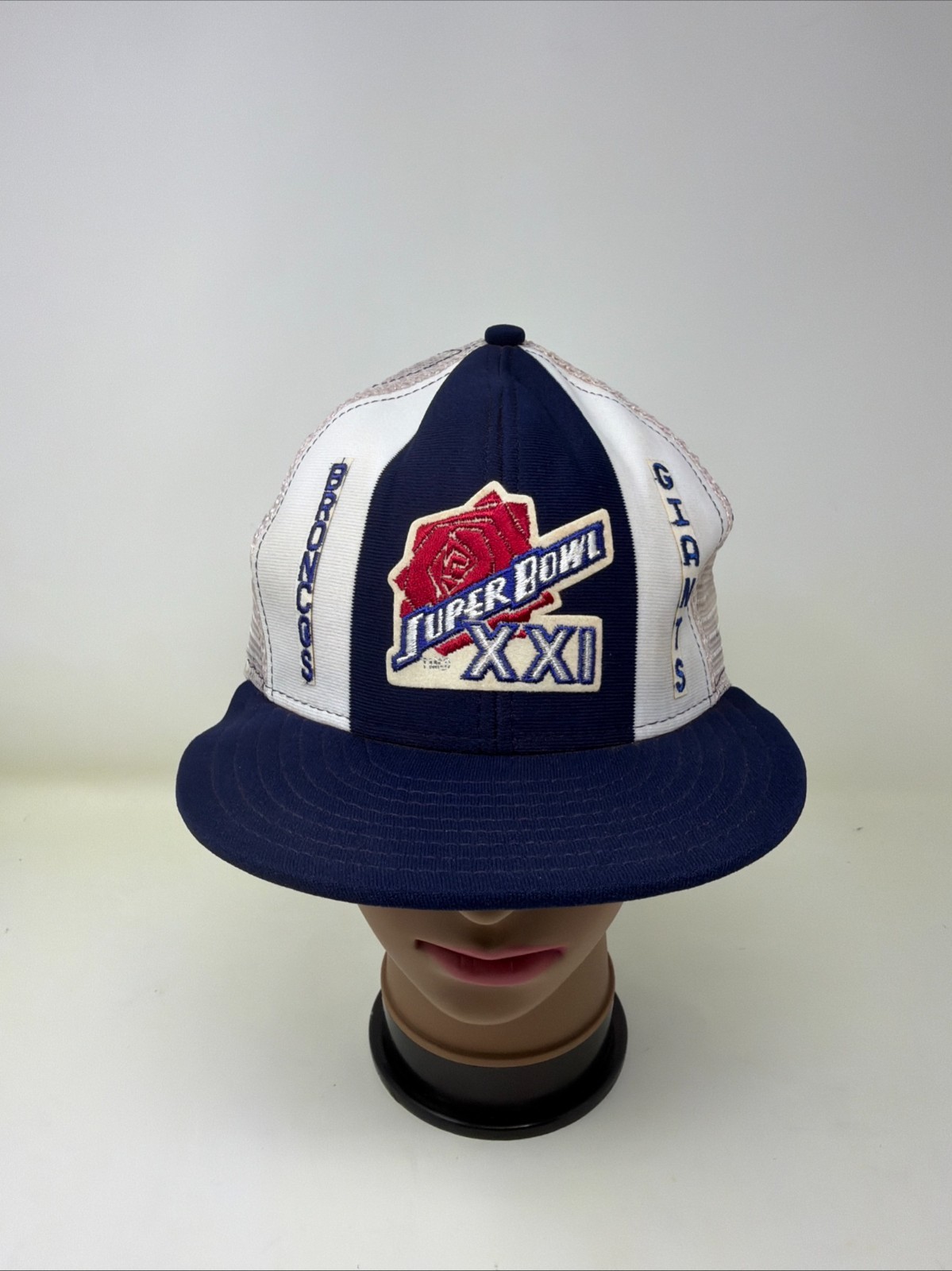 Vintage 1987 Super Bowl XXI Hat Giants Broncos Lucky Stripes USA Trucker Cap Vintage 1987 Super Bowl XXI Hat Giants Broncos Lucky Stripes USA Trucker Cap