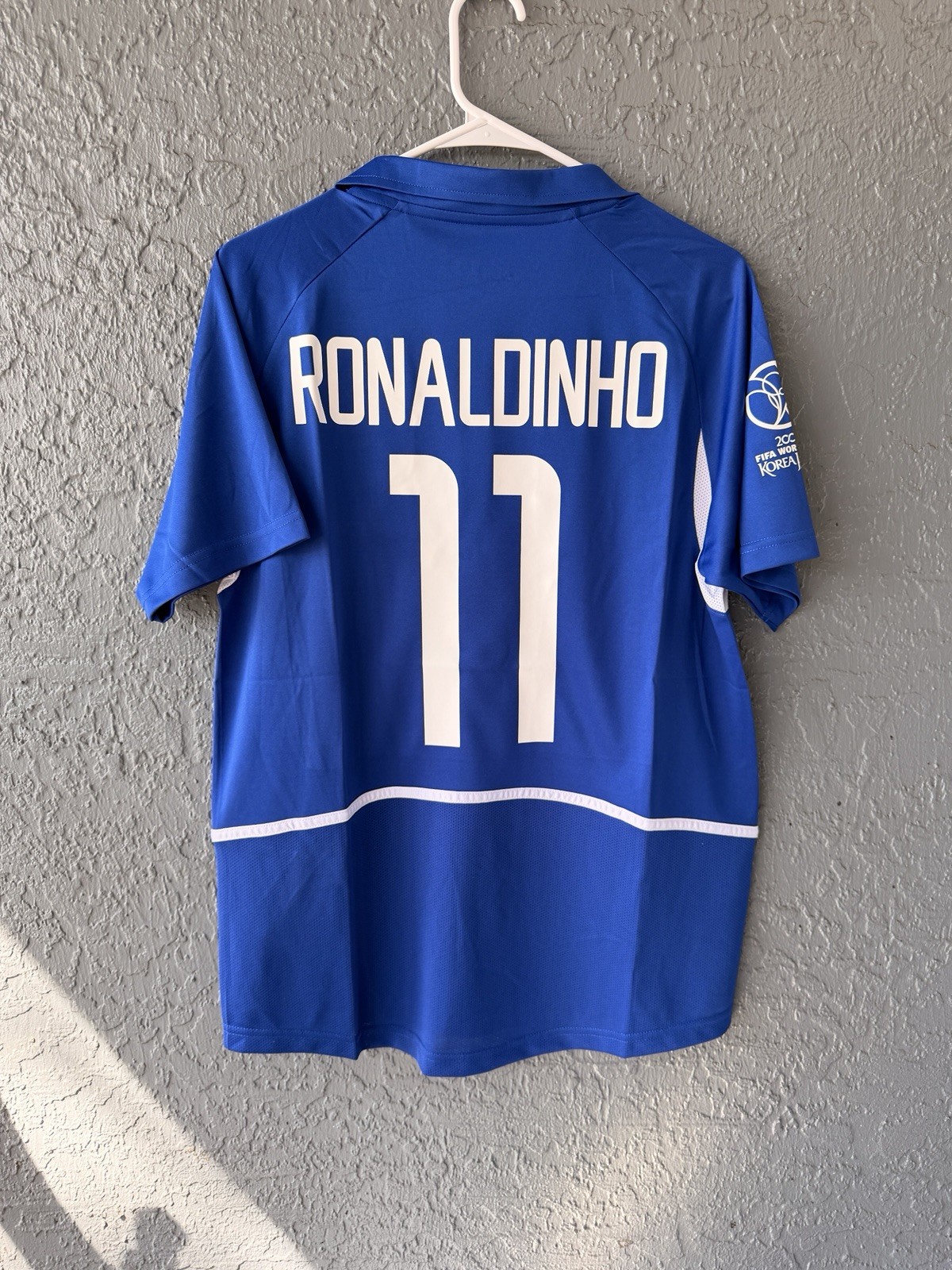 Brazil Ronaldinho Retro Jersey 2002 Blue Size L Fit