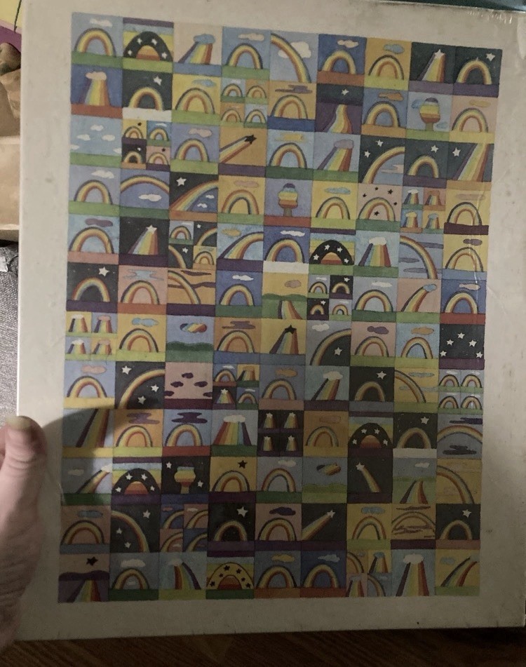 Rare Vintage 1973 Rainbow Man Poster Great American Puzzle Factory Sealed Hippie
