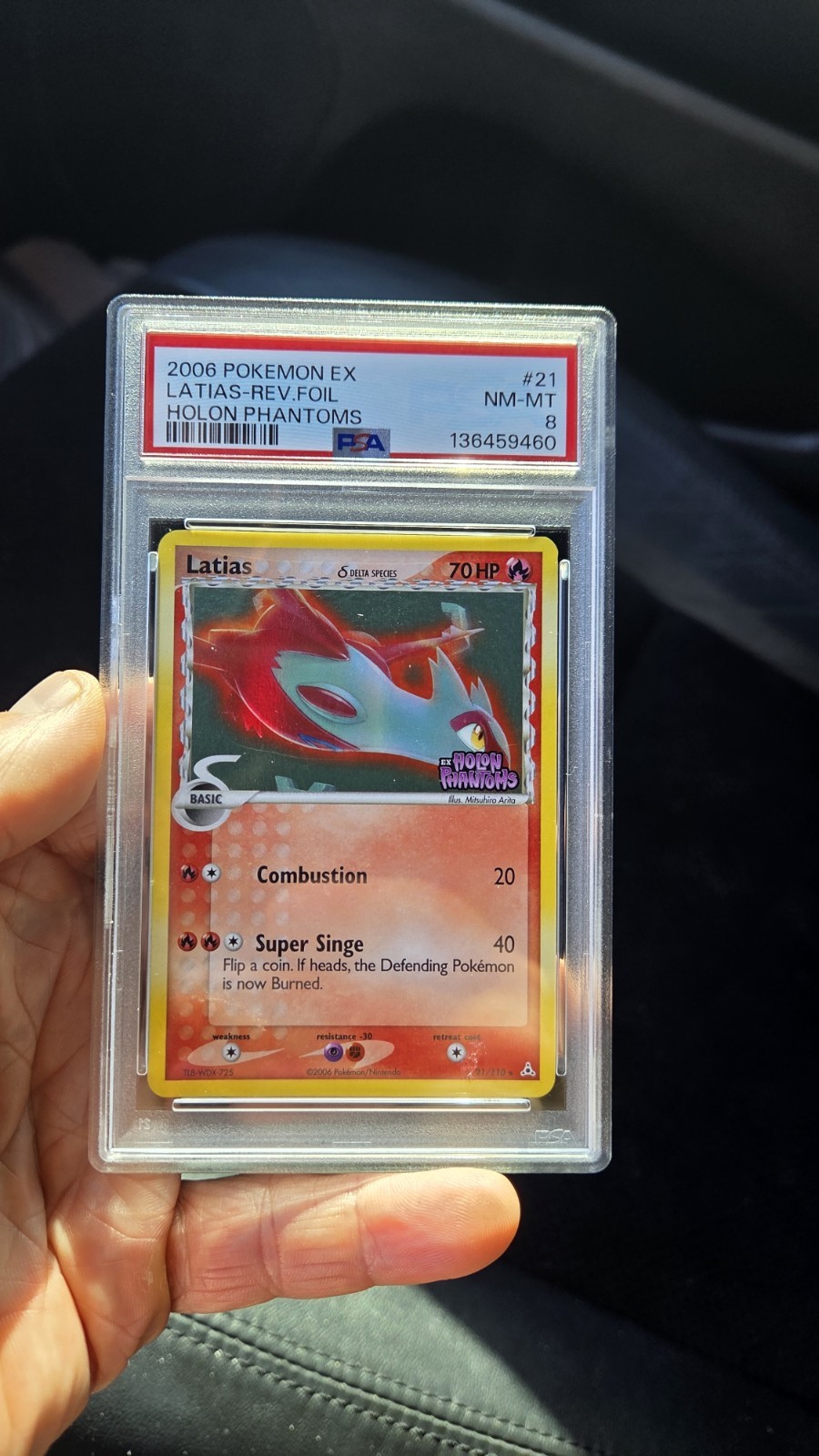 2006 POKEMON EX HOLON PHANTOMS #21 LATIAS-REVERSE FOIL PSA 8