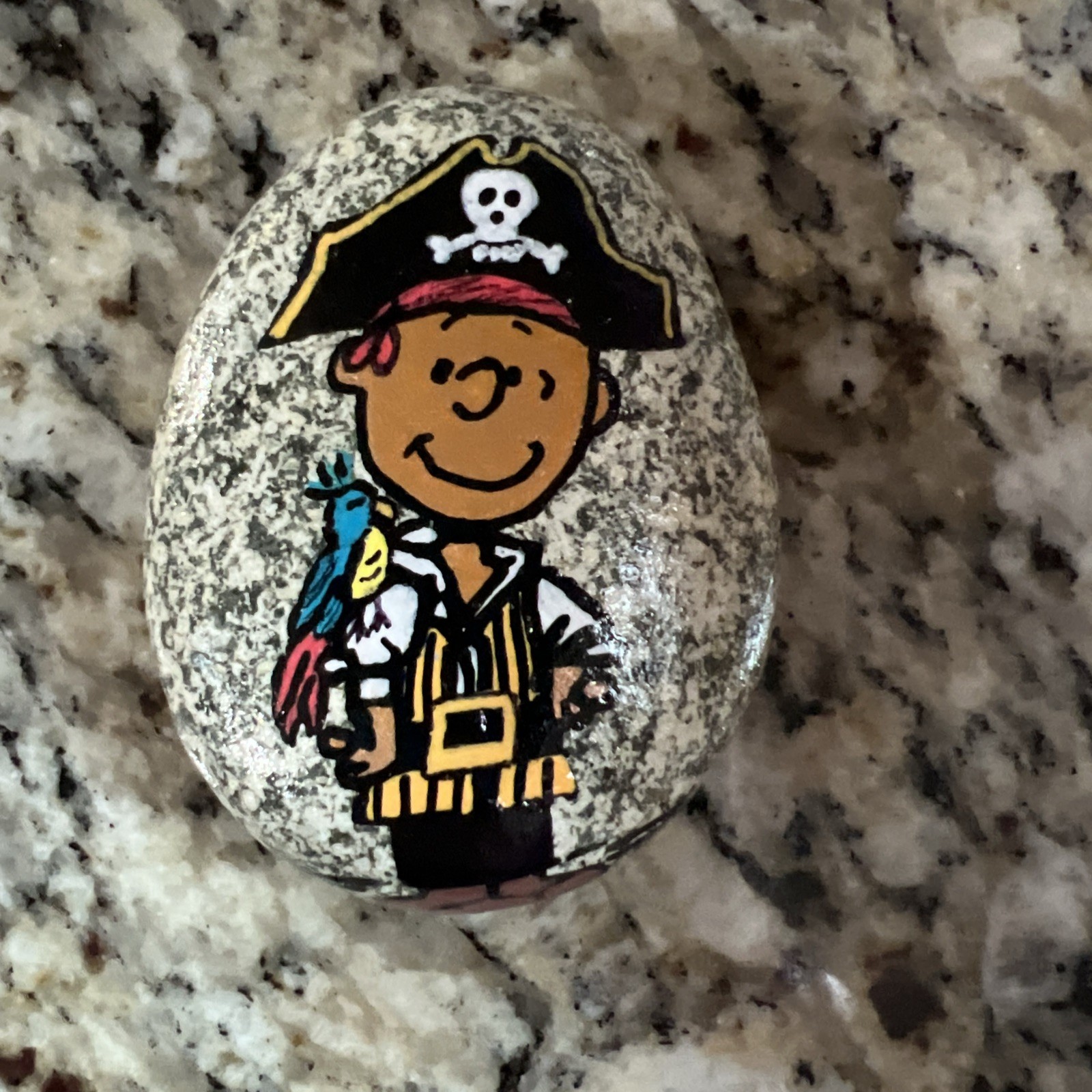 hand painted rocks .. Peanuts Franklin , Pirate 🏴‍☠️ 