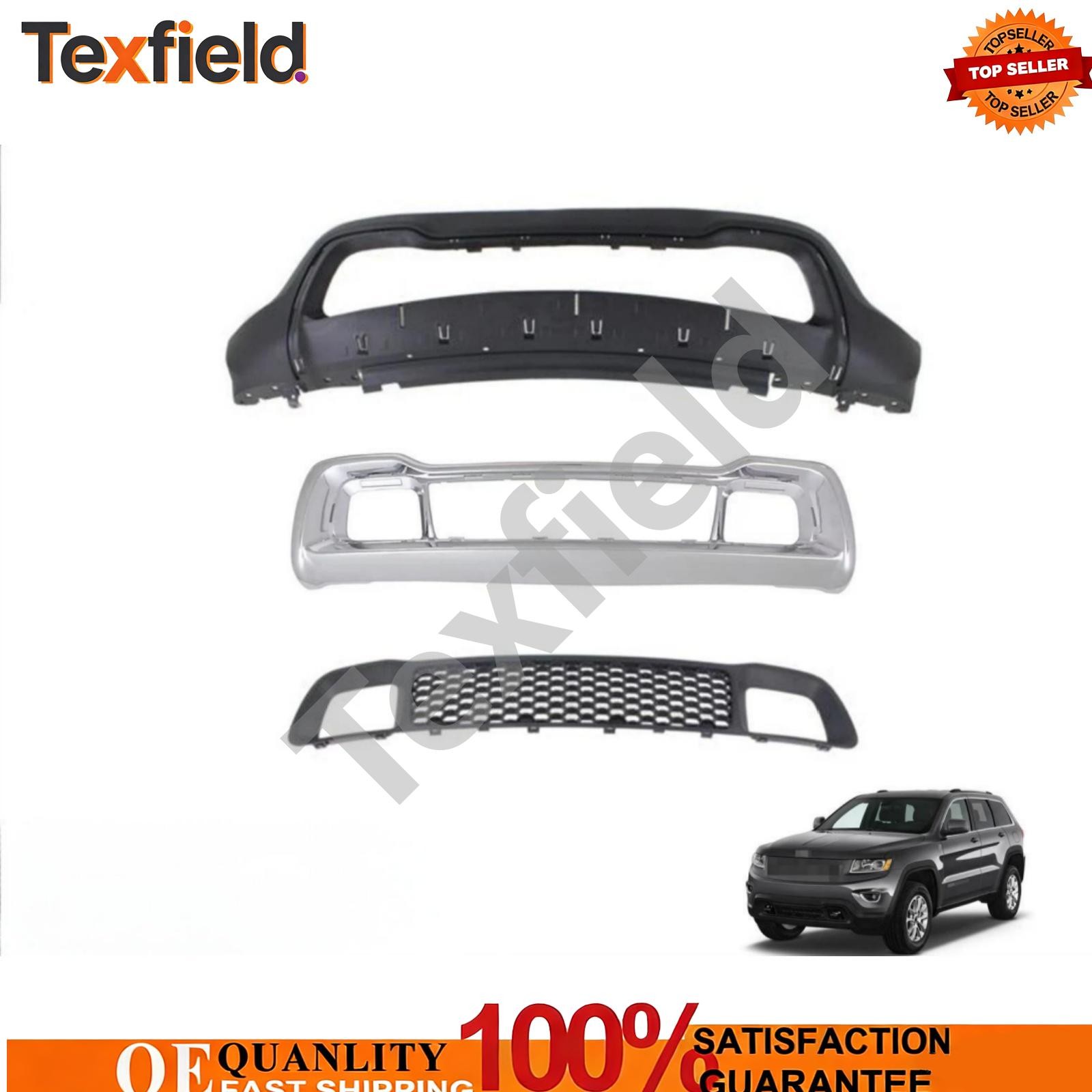 New 3pcs Front Bumper Cover Kit Textured For 2014 2015 2016 Jeep Grand Cherokee