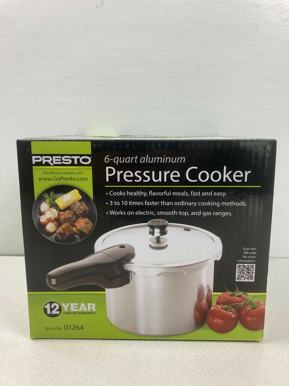 New In Box National Presto Aluminum 6 Quart Pressure Cooker Model 01264 Canning