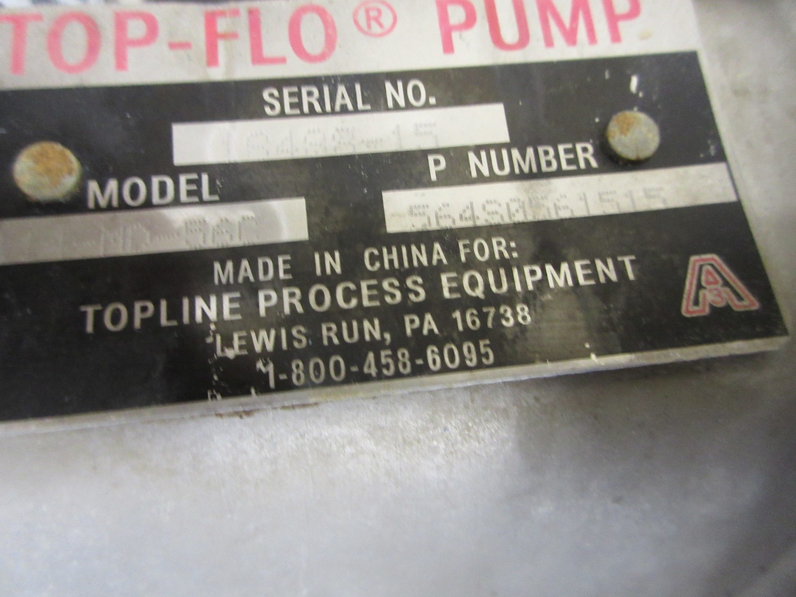 Topline Top-flo Stainless Steel Pump 564S0561515 Model # : (114-MD-56C Used Topline Top-flo Stainless Steel Pump 564S0561515 Model # : (114-MD-56C Used