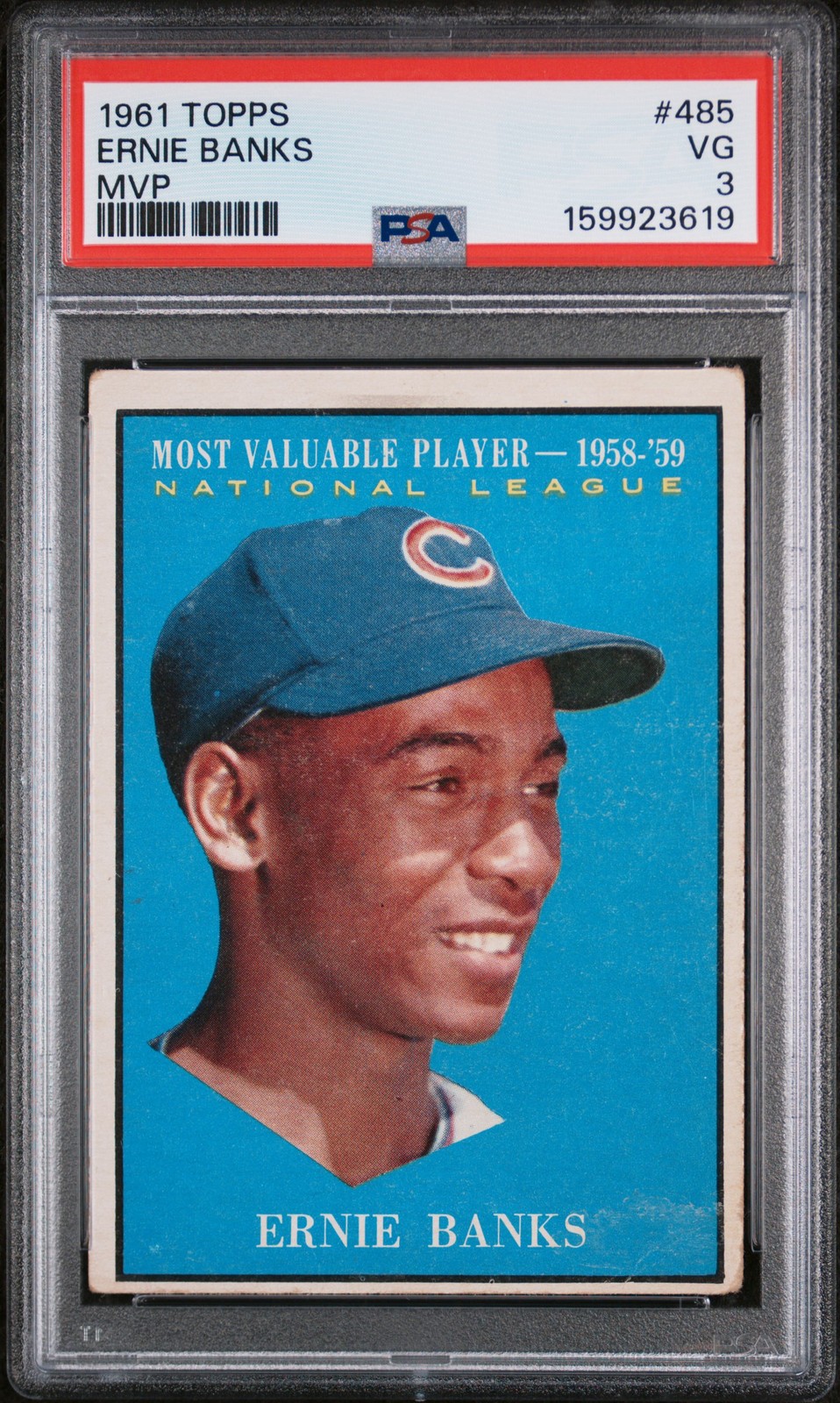 1961 Topps #485 Ernie Banks Mvp PSA 3 1961 Topps #485 Ernie Banks Mvp PSA 3