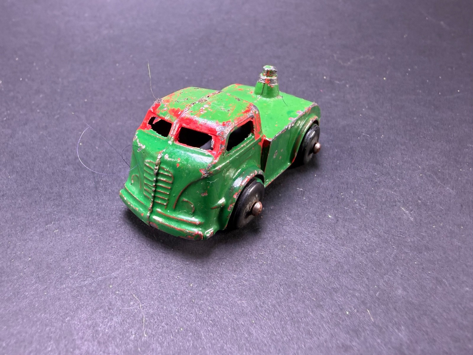1930s Vintage BARCLAY Tractor semi cab truck White Tires Made in USA Green Blue