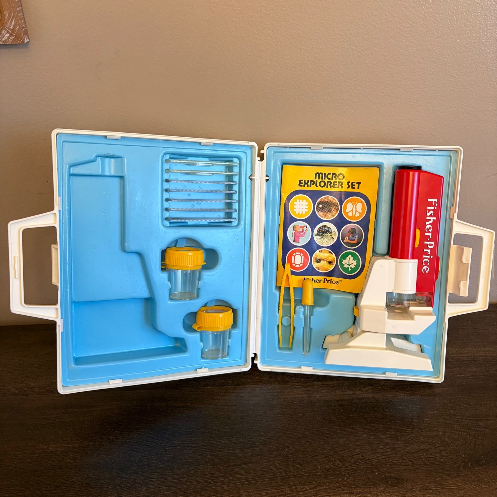 Vintage 1986 Fisher-Price Micro Explorer Set 3005 Microscope Case Slides Manual