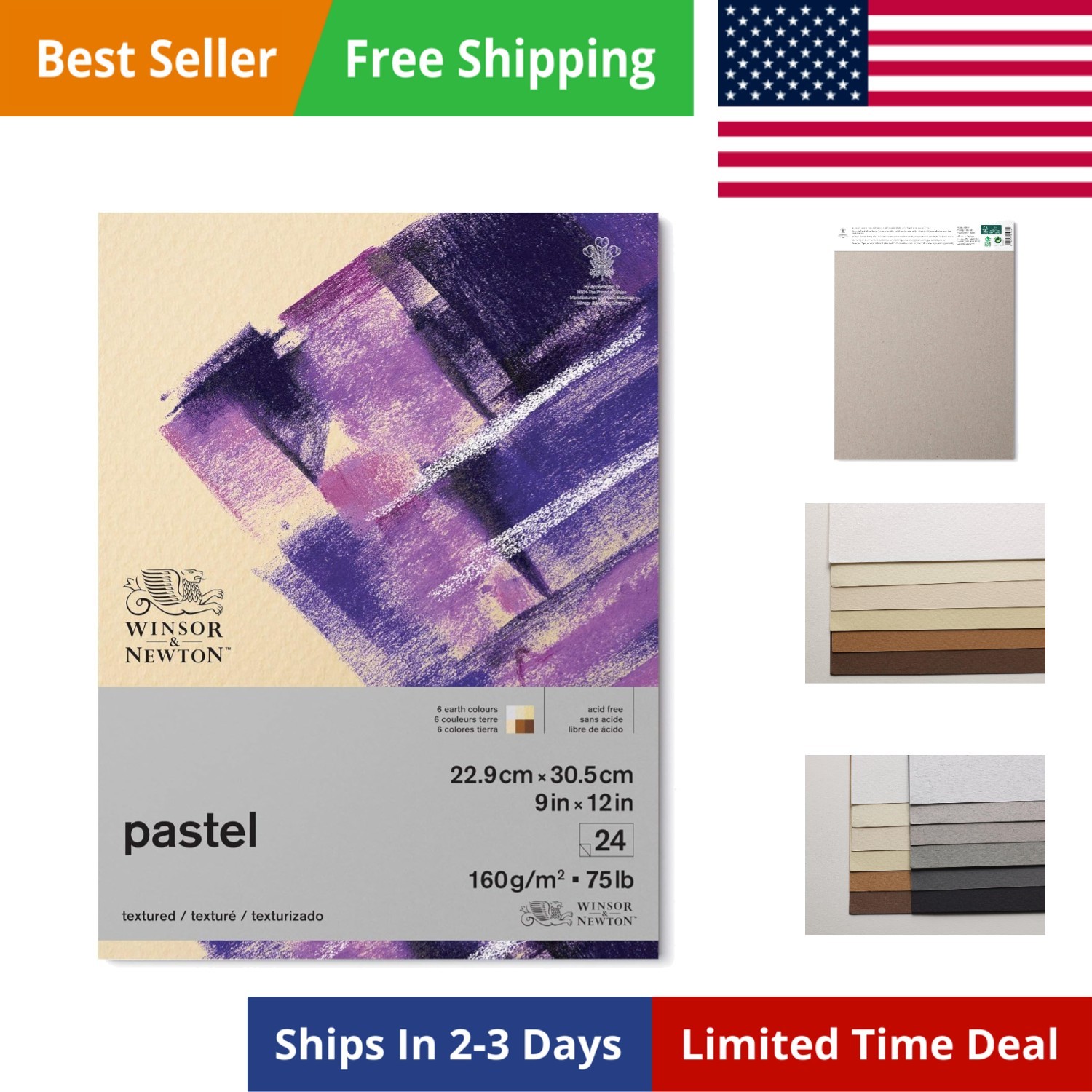 Pastel Paper Pad 12x16 Inches 24 Sheets Earth Colors for Art Coloring