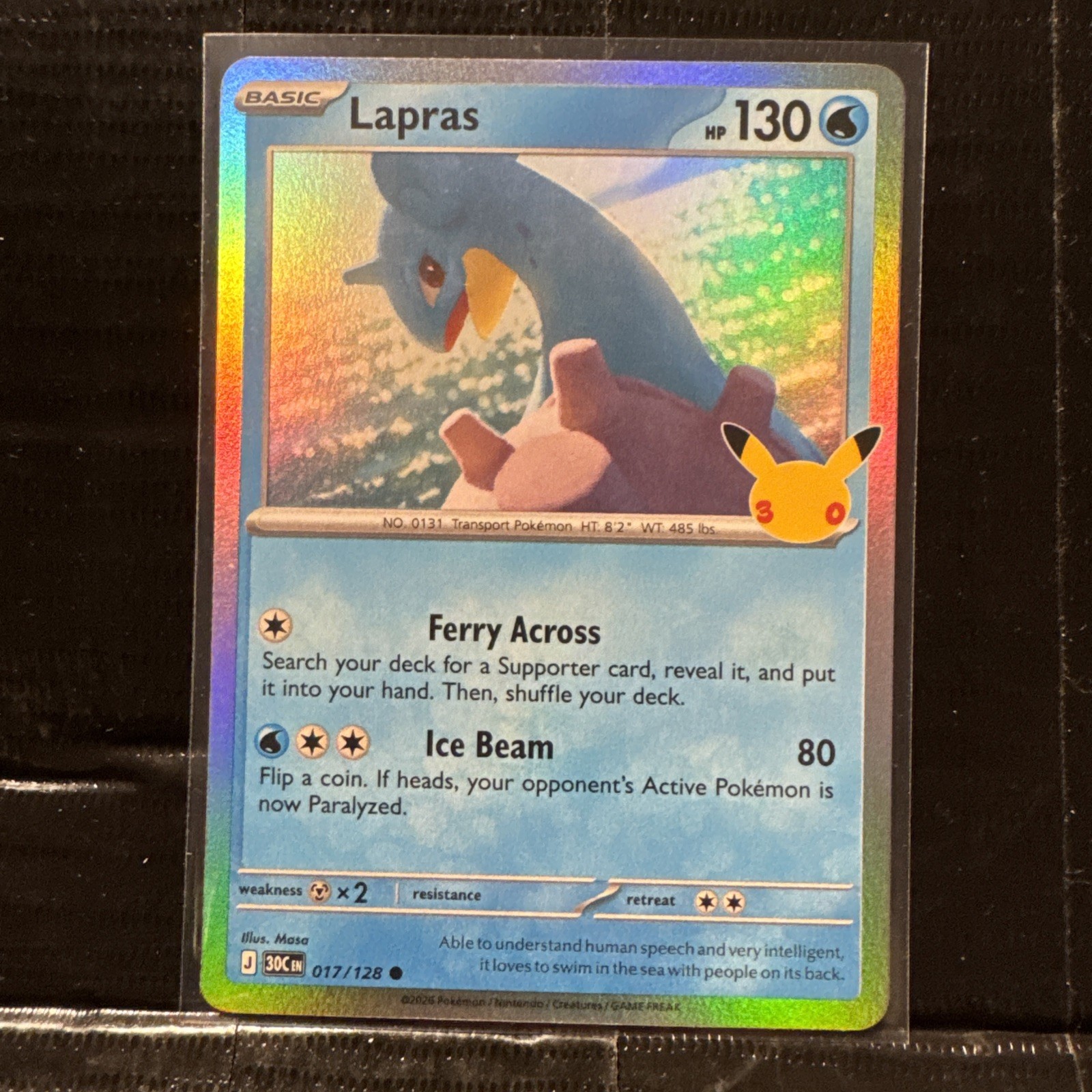 LAPRAS 017/128 30TH ANNIVERSARY HOLO LAPRAS 017/128 30TH ANNIVERSARY HOLO