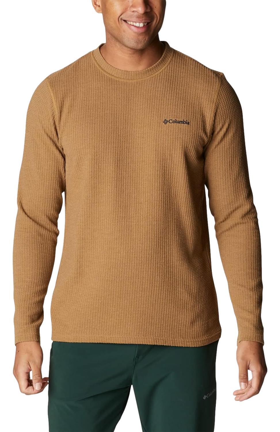 Columbia Men\'s Pine Peak II Waffle Long Sleeve Crew Shirt (Delta Heather) NEW