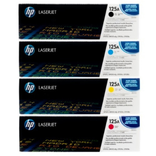 HP 125A Toner Cartridge Set 4-Pack Black Cyan Magenta Yellow New Sealed Box HP 125A Toner Cartridge Set 4-Pack Black Cyan Magenta Yellow New Sealed Box