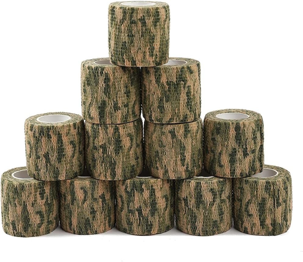 12Rolls Camo Tape Wrap Camouflage Self-Adhesive Camo Stick Bandage for Outdoor