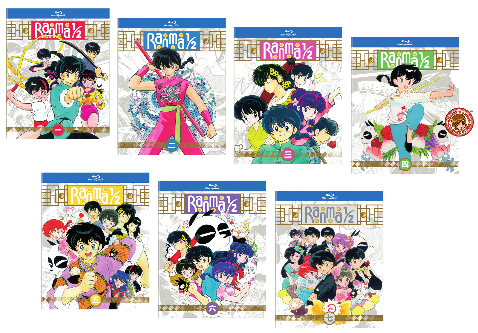 Ranma 1/2 , Vol #1-7 BLURAY Collectors Bundle (Eps #1-161) w/ Slipcovers