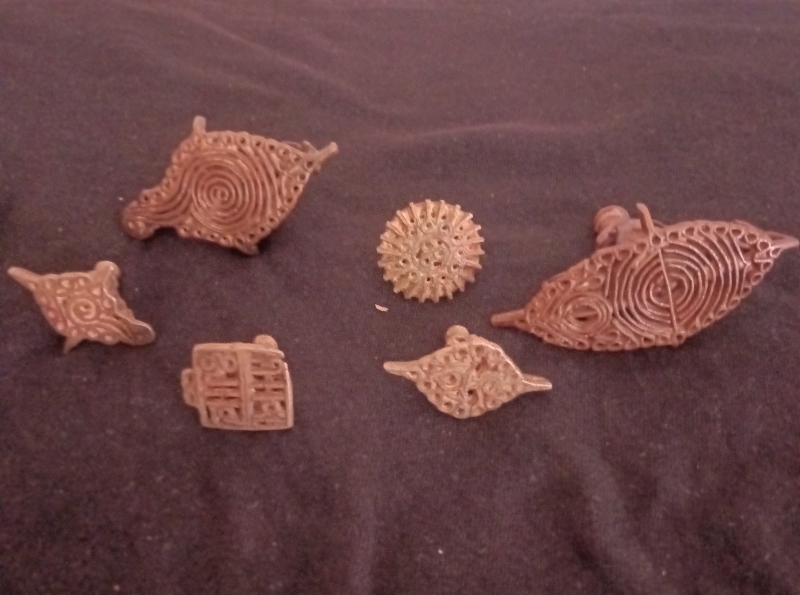 Antique Indian Hindu Temple Bronze Body Stamps Chhapa Orissa Bengal India 5pc