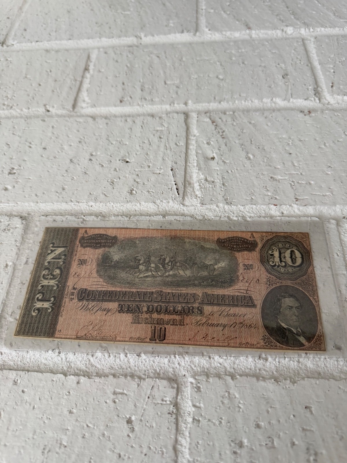 Antique 1863 $10 United States Note with Portrait and Historical Design Antique 1863 $10 United States Note with Portrait and Historical Design