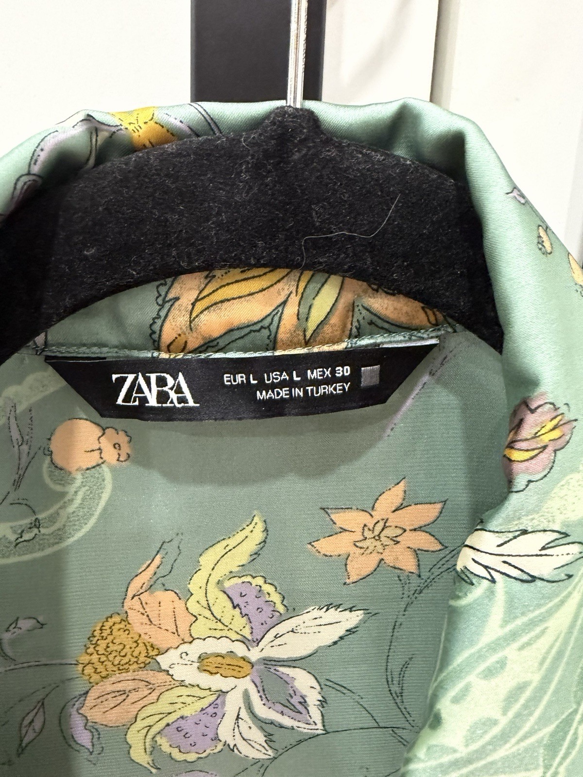 Green With Gold Flowers Dress Blouse From Zara 