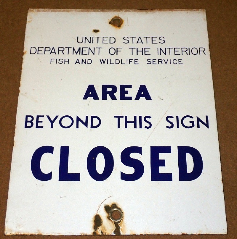 Antique U.S. Fish & Wildlife Porcelain Sign